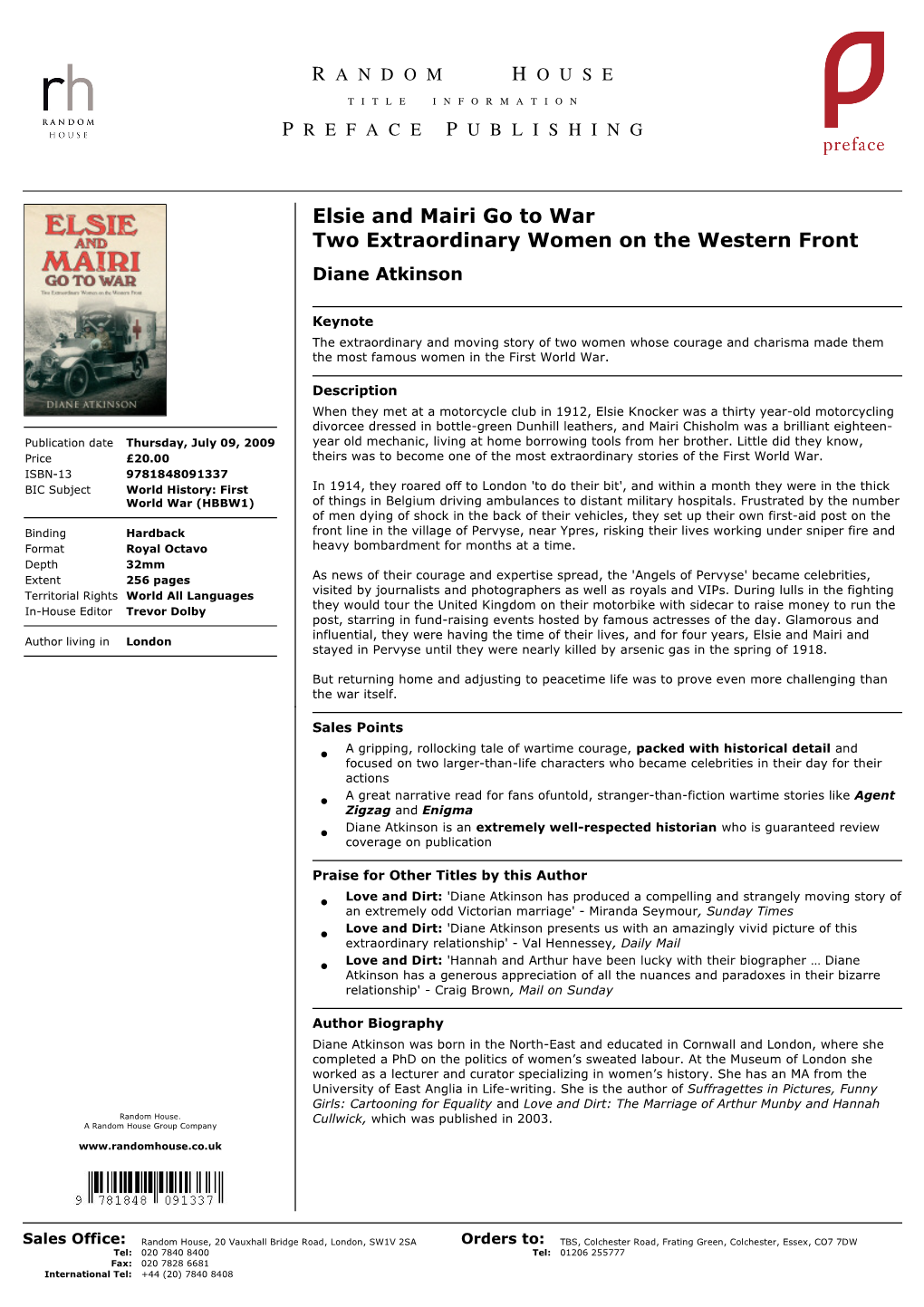 Elsie and Mairi Go to War Two Extraordinary Women on the Western Front