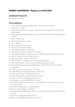 Playlists Vom 03.07.2020 MORGAN NAGOYA FLIP CAPELLA