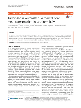 Trichinellosis Outbreak Due to Wild Boar Meat Consumption in Southern