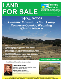 440+ Acres L-1600011 Laramie Mountains Cow Camp Converse County, Wyoming Offered at $660,000