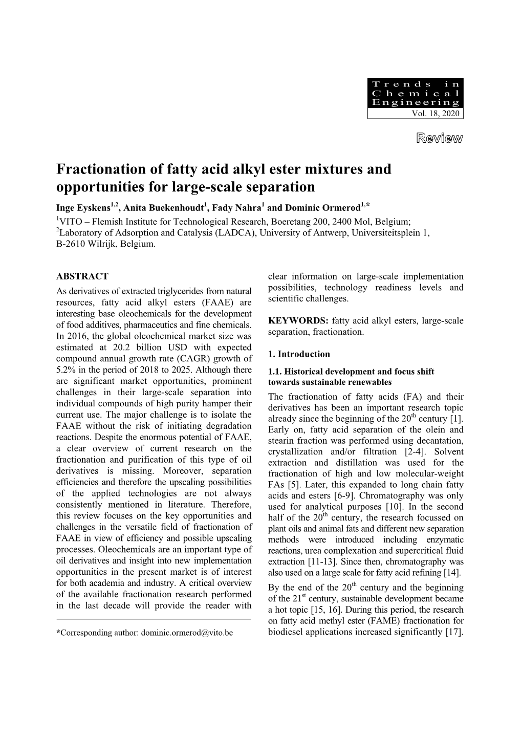 Fractionation of Fatty Acid Alkyl Ester Mixtures and Opportunities for Large-Scale Separation