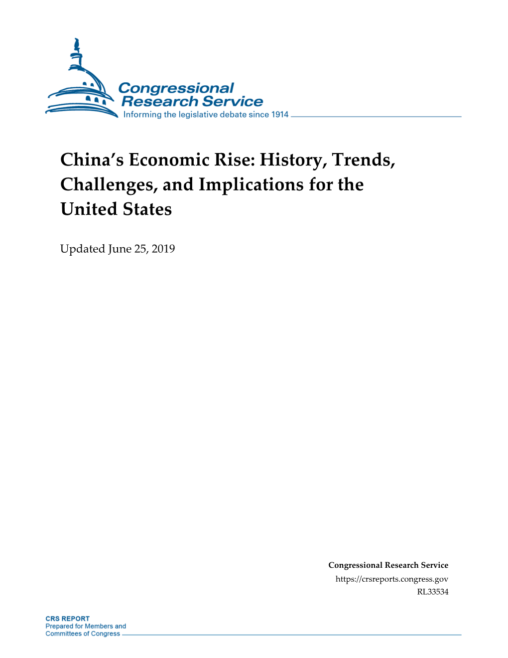 China's Economic Rise: History, Trends, Challenges, Implications For