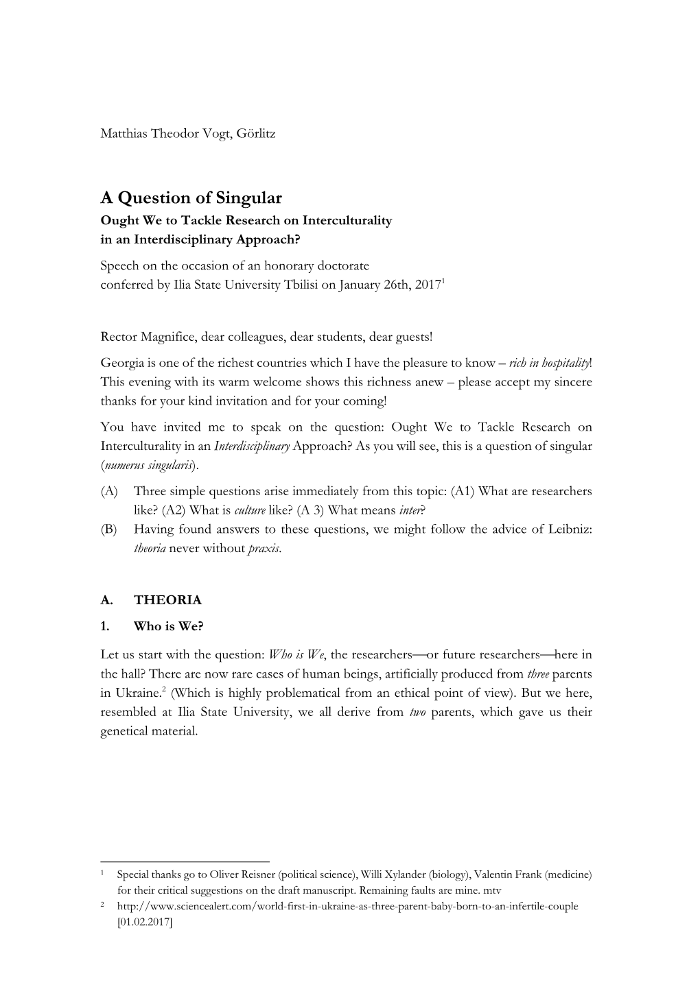 A Question of Singular