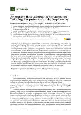 Research Into the E-Learning Model of Agriculture Technology Companies: Analysis by Deep Learning