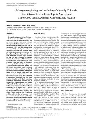 Paleogeomorphology and Evolution of the Early Colorado River Inferred from Relationships in Mohave and Cottonwood Valleys, Arizona, California, and Nevada