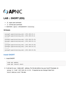 Lab :: Snort (Ids)