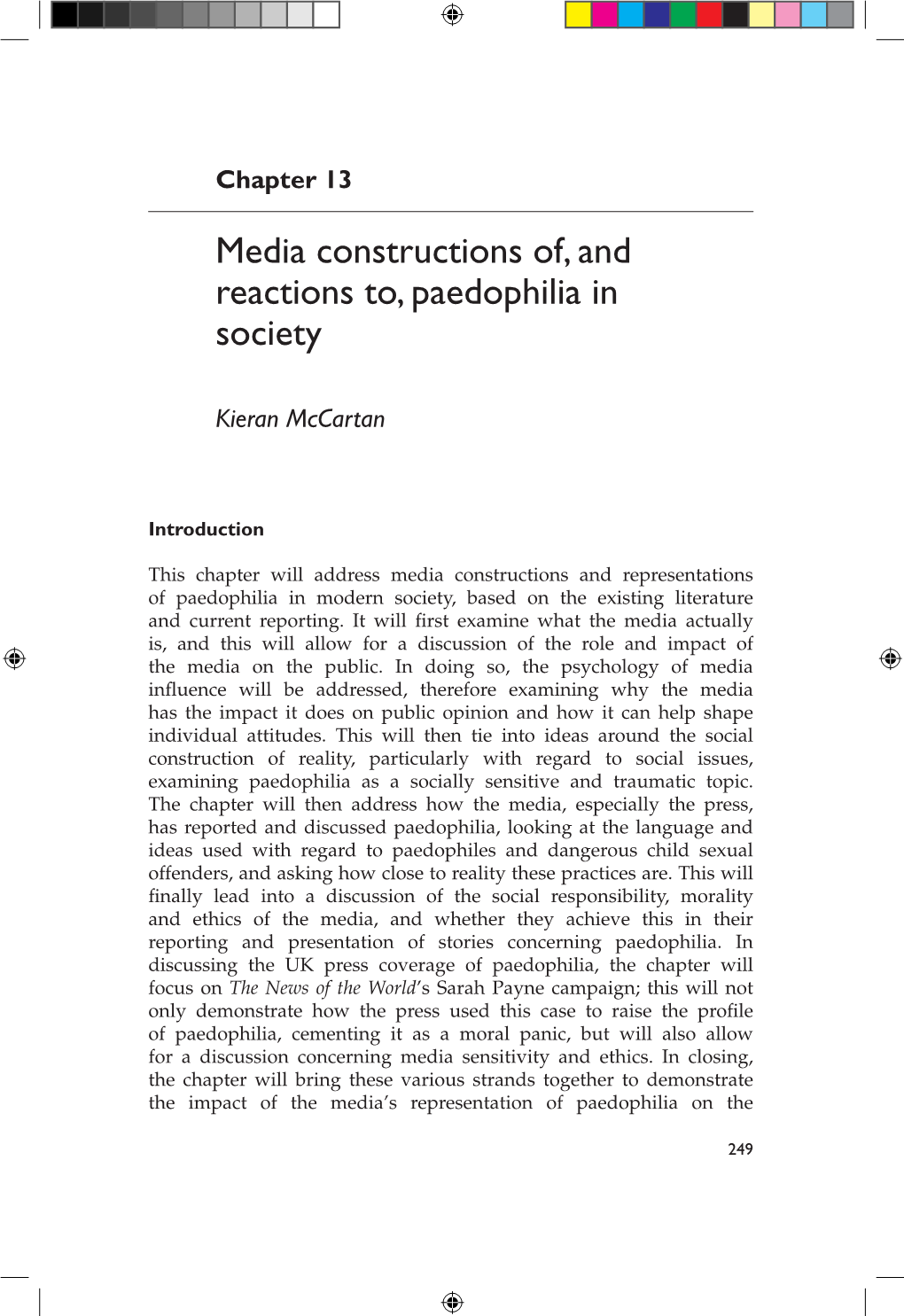 Media Constructions and Reactions To, Paedophilia in Modern Society