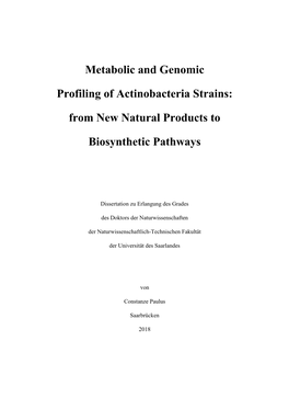 Metabolic and Genomic Profiling Of
