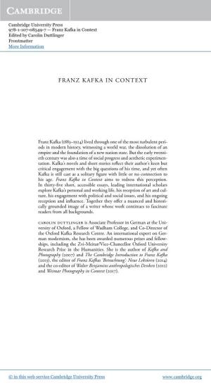Franz Kafka in Context Edited by Carolin Duttlinger Frontmatter More Information