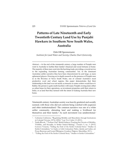 Patterns of Late Nineteenth and Early Twentieth Century Land Use by Punjabi Hawkers in Southern New South Wales, Australia
