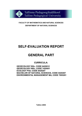 Self-Evaluation Report General Part