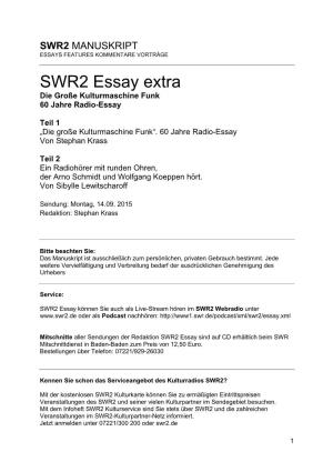 SWR2 Essay Extra Die Große Kulturmaschine Funk 60 Jahre Radio-Essay