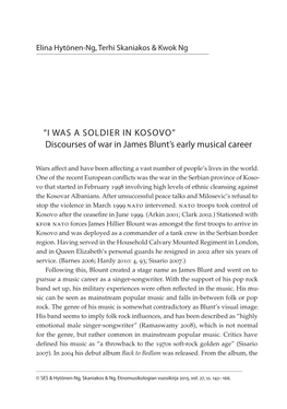 “I WAS a SOLDIER in KOSOVO” Discourses of War in James Blunt's