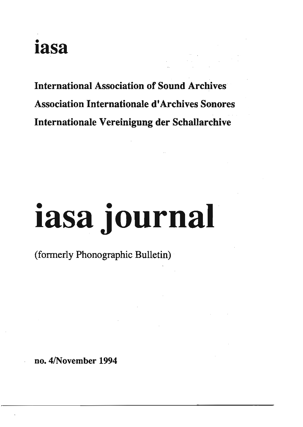 Iasa Journal