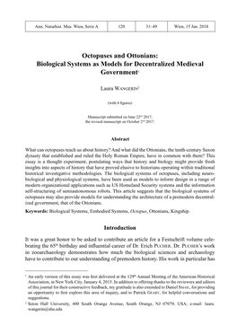 Octopuses and Ottonians: Biological Systems As Models for Decentralized Medieval Government1