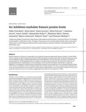 Src Inhibitors Modulate Frataxin Protein Levels