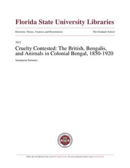 The British, Bengalis, and Animals in Colonial Bengal, 1850-1920 Samiparna Samanta