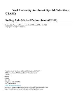 Michael Posluns Fonds (F0382)