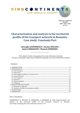 Characterization and Analysis in the Territorial Profile of the Transport Network in Romania