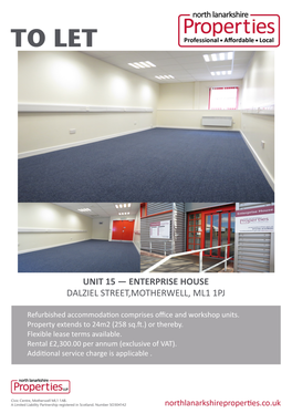 Enterprise House Dalziel Street,Motherwell, Ml1 1Pj