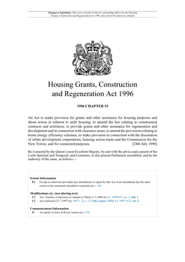 Housing Grants, Construction and Regeneration Act 1996