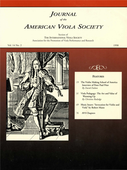 Journal of the American Viola Society Volume 14 No. 2, 1998