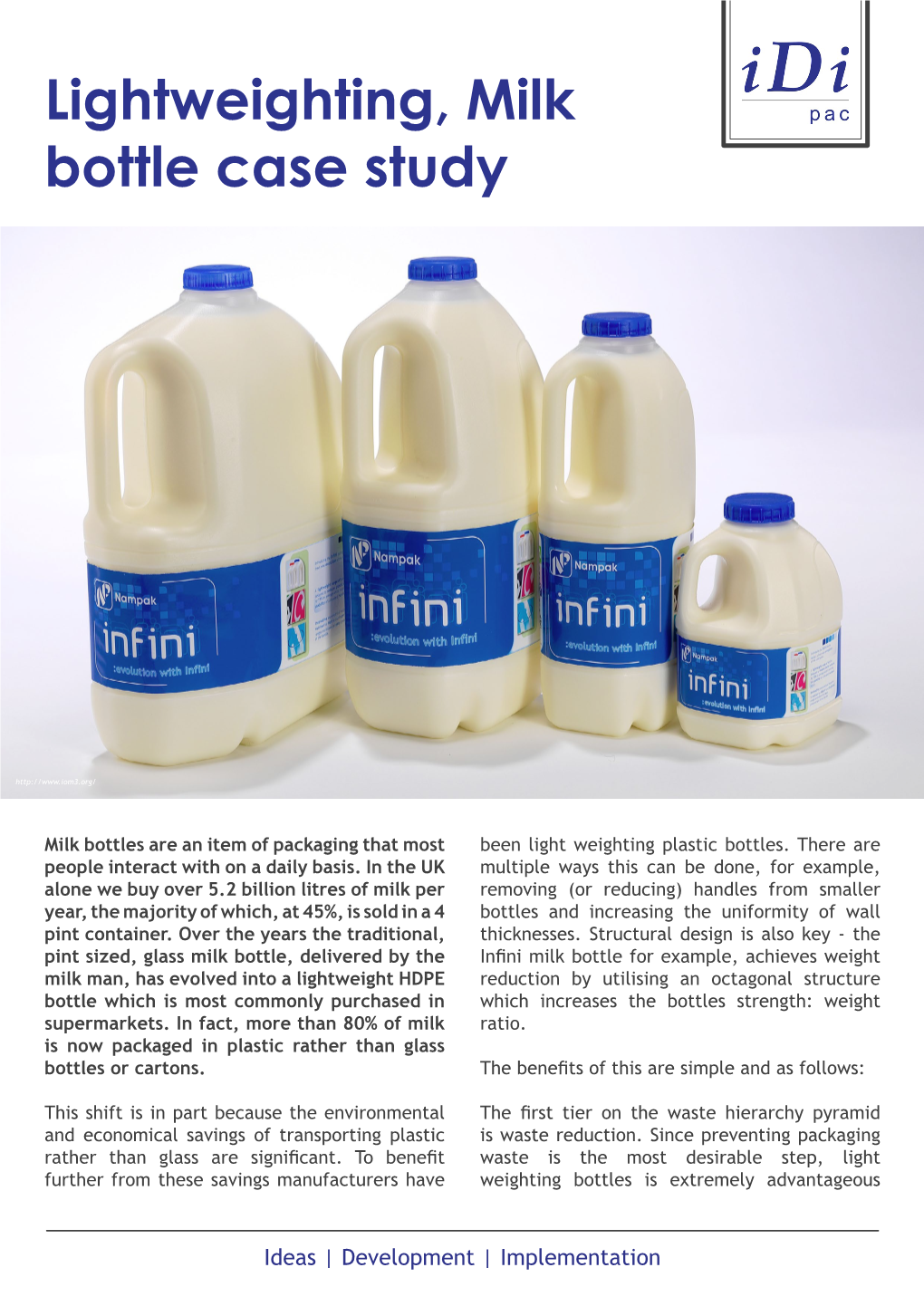 Lightweighting, Milk Bottle Case Study