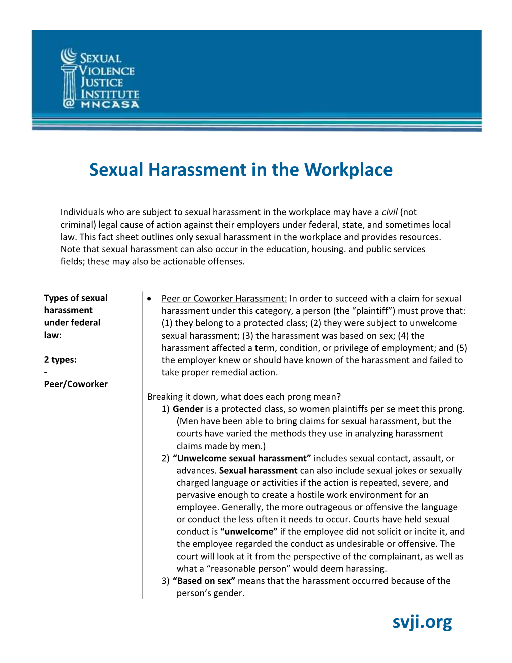 Svji.Org Sexual Harassment in the Workplace
