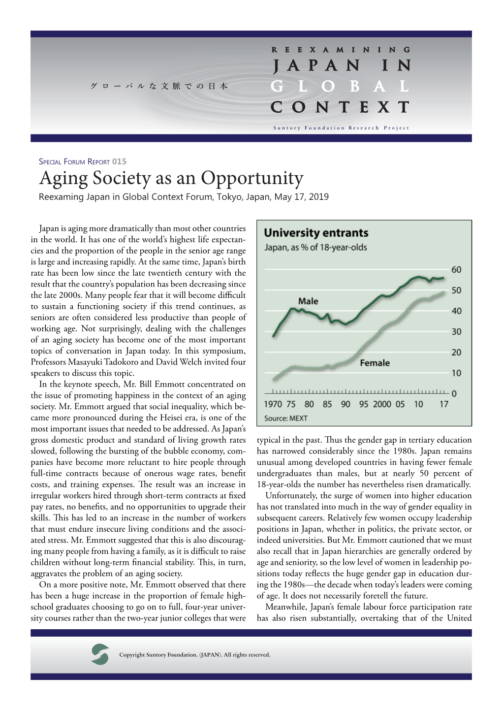 Aging Society As an Opportunity