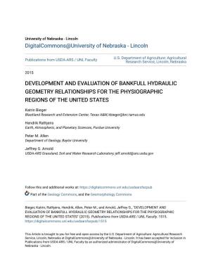 Development and Evaluation of Bankfull Hydraulic Geometry Relationships for the Physiographic Regions of the United States