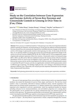 Study on the Correlation Between Gene Expression and Enzyme Activity of Seven Key Enzymes and Ginsenoside Content in Ginseng in Over Time in Ji’An, China