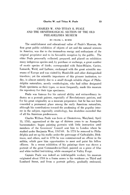 Charles W. and Titian R. Peale and the Ornithological Section of the Old Philadelphia Museum