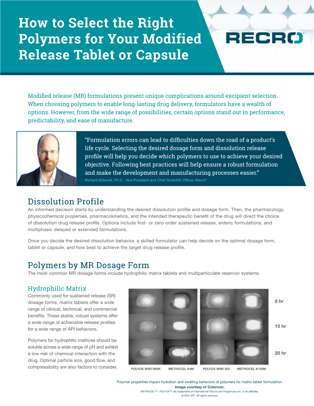 How to Select the Right Polymers for Your Modified Release Tablet Or Capsule