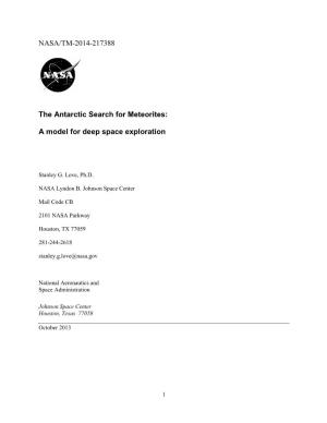 NASA/TM-2014-217388 the Antarctic Search for Meteorites: a Model For