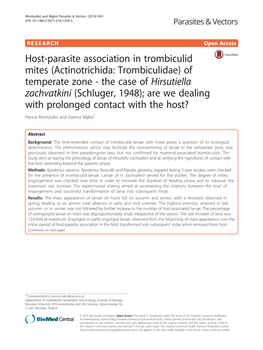 Host-Parasite Association in Trombiculid Mites