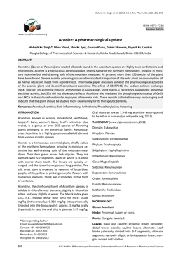 Aconite: a Pharmacological Update