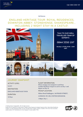 Royal Residences, Downton Abbey, Stonehenge, Shakespeare… Including 2 Night Stay in a Castle!