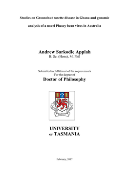 Andrew Sarkodie Appiah Doctor of Philosophy UNIVERSITY OF