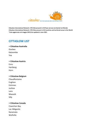 Cittaslow List