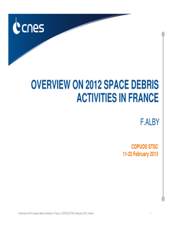 Overview on 2012 Space Debris Activities in France
