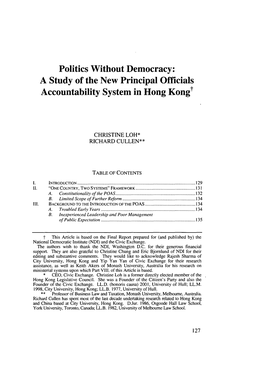 A Study of the New Principal Officials Accountability in Hong Kong