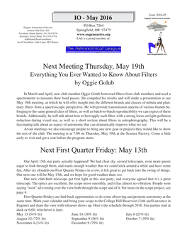 Next First Quarter Friday: May 13Th