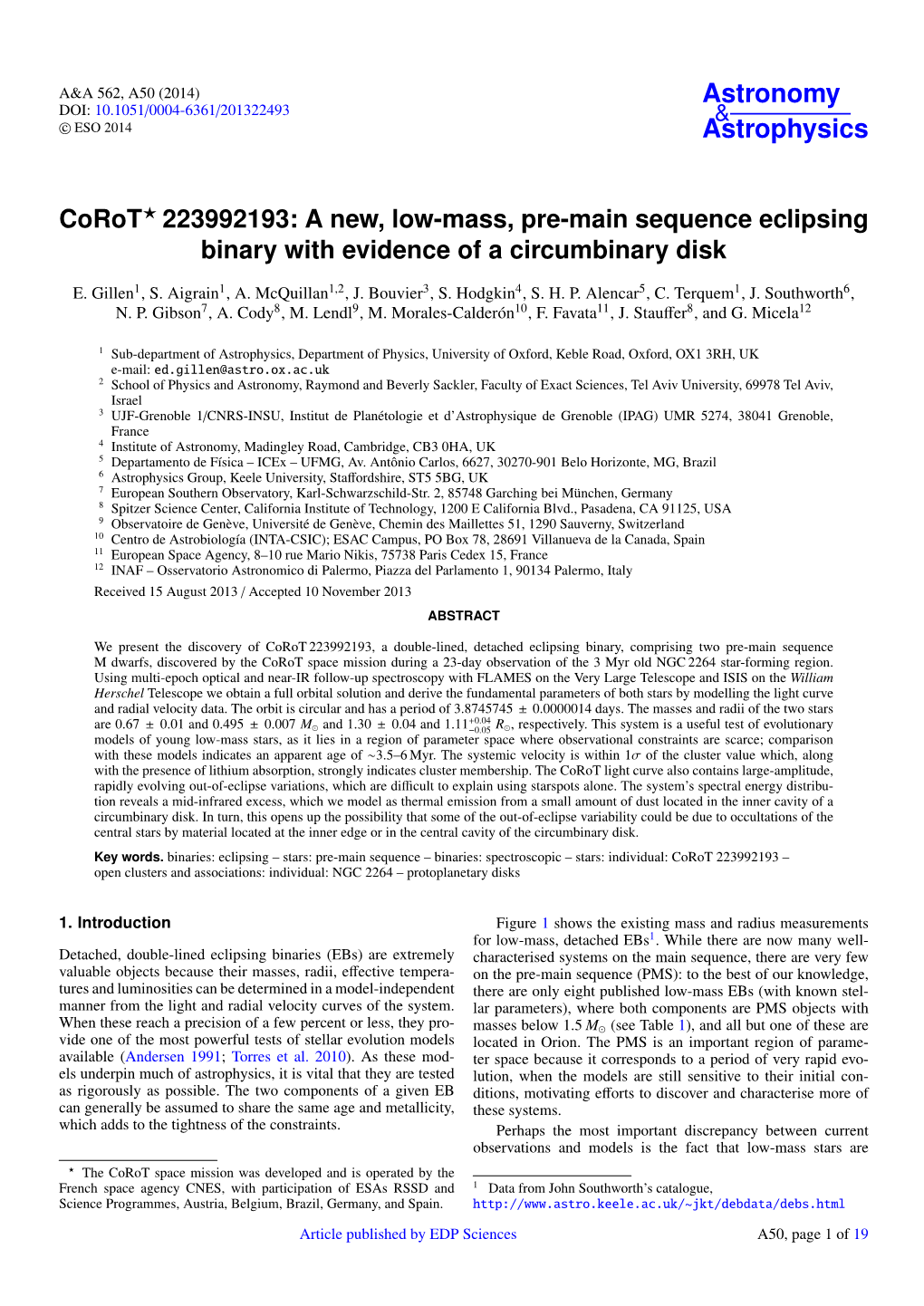 Corot 223992193: a New, Low-Mass, Pre-Main Sequence Eclipsing Binary with Evidence of a Circumbinary Disk⋆