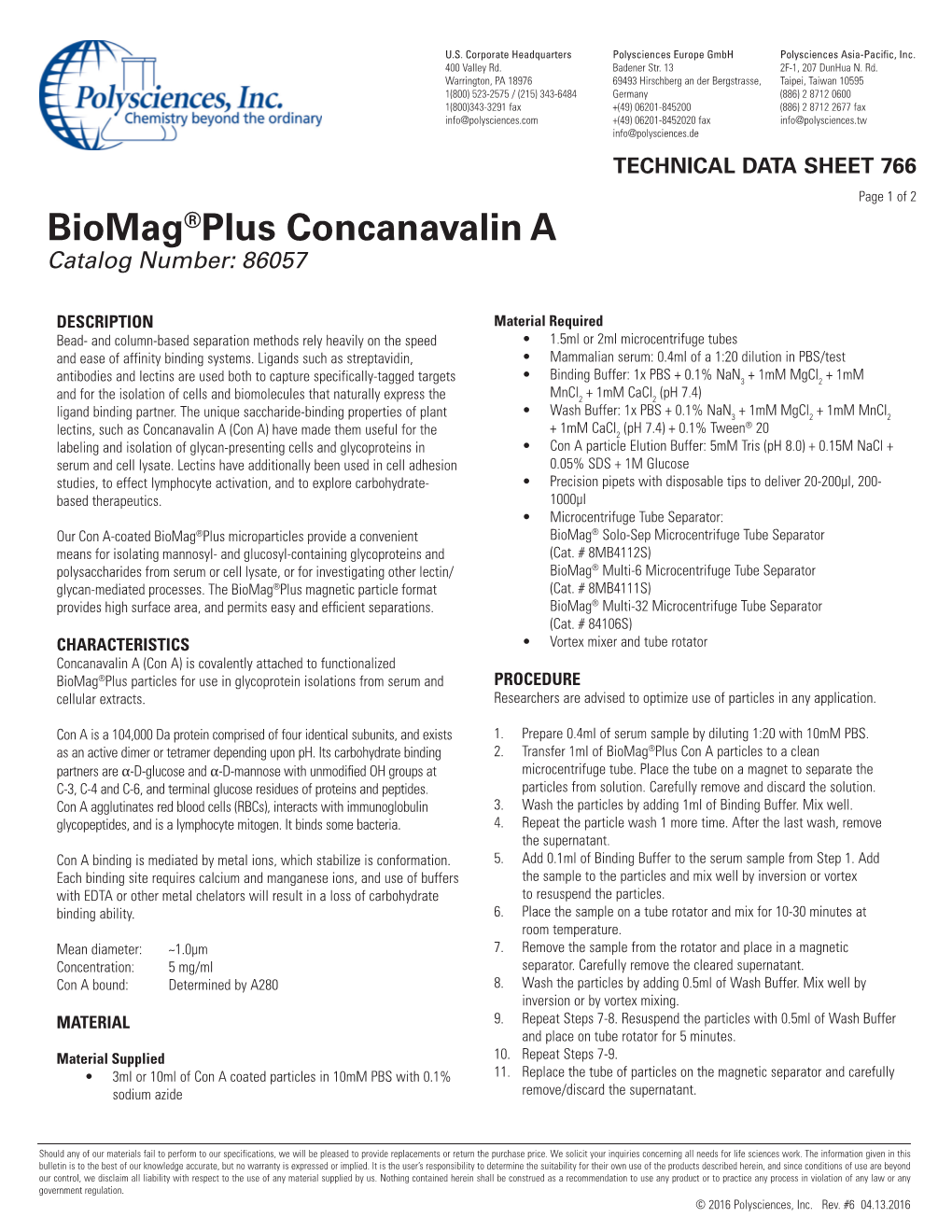 Biomag®Plus Concanavalin a Catalog Number: 86057