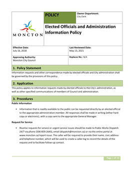 Elected Officials and Administration Information Policy
