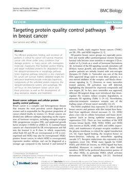 Targeting Protein Quality Control Pathways in Breast Cancer Sara Sannino and Jeffrey L