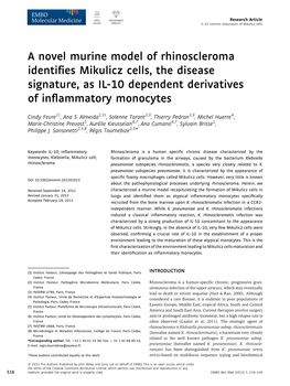 A Novel Murine Model of Rhinoscleroma Identifies Mikulicz Cells, the Disease Signature, As IL-10 Dependent Derivatives of Inflammatory Monocytes