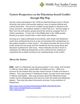 Current Perspectives on the Palestinian-Israeli Conflict Through Hip Hop