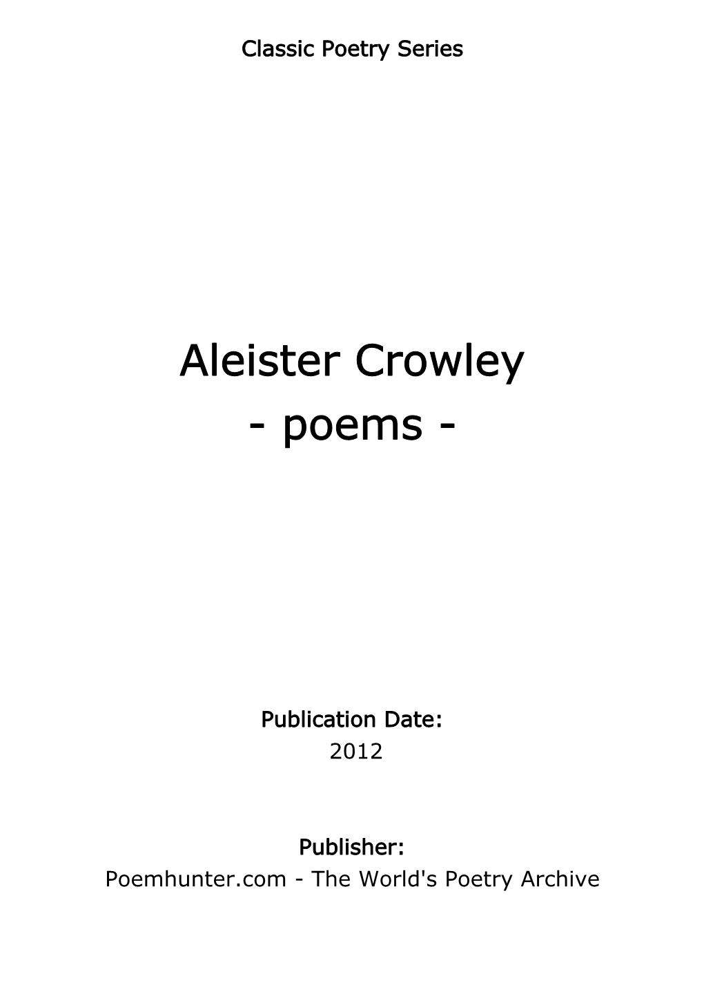 Aleister Crowley - Poems