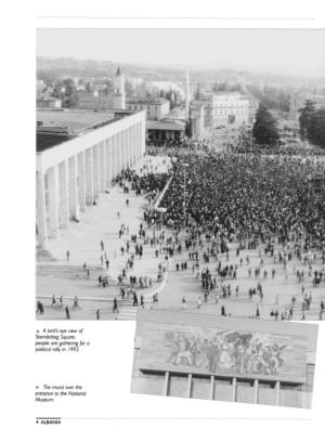 A Bird's Eye View of Skenderbeg Square; People Are Gathering for a Political Rally in 1992